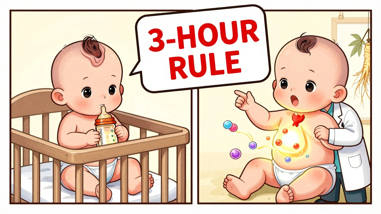 Baby with soy formula vs. non-soy formula, showing thyroid health contrast.