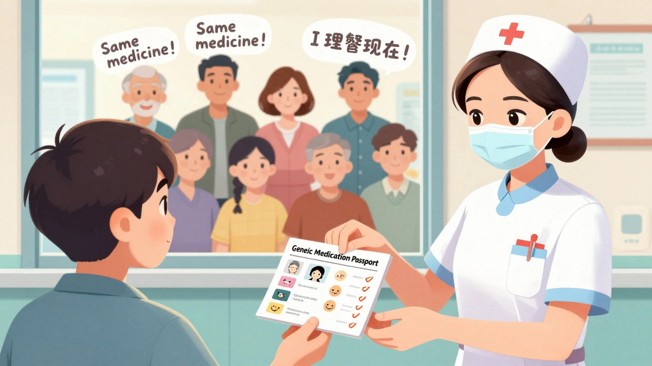 Patient receives a visual passport card listing all generic medications they’ve taken.