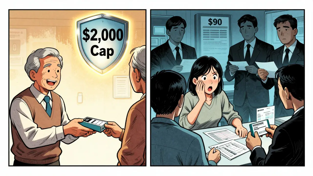 A senior pays <h2>Why Generic Prices Jump-And How Competition Fails</h2> for medication under Medicare's ,000 cap, while another faces a  price tag for the same drug, highlighting system disparities.