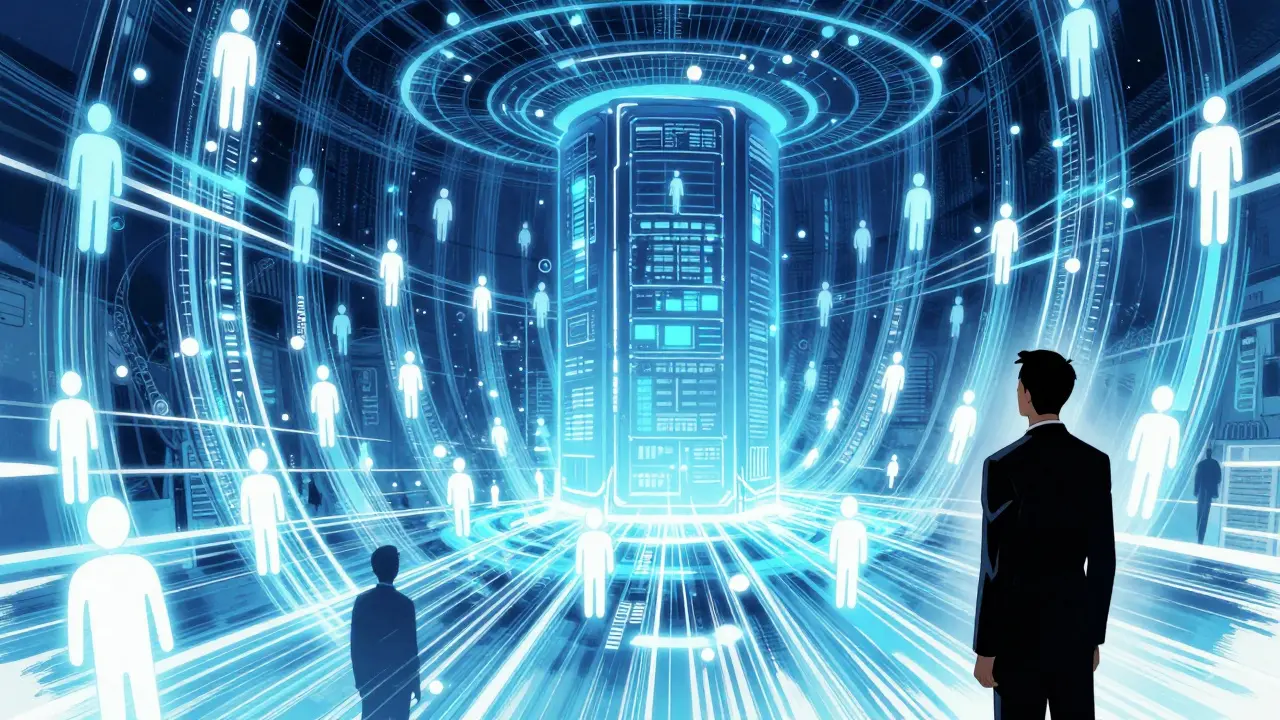 Chinese comic art of FDA Sentinel Initiative scanning millions of patient data points