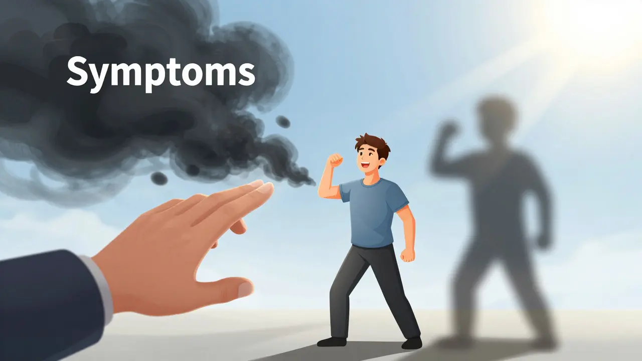 Manhua style patient recovering as dark symptom clouds disperse