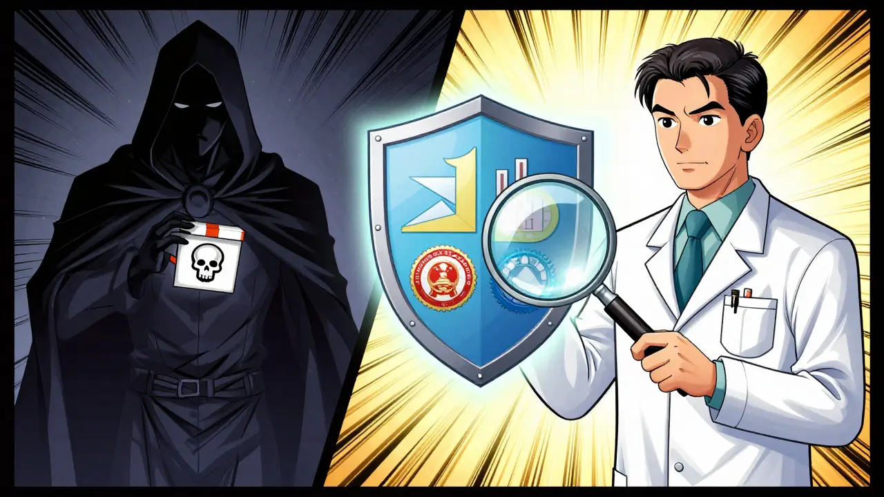 Comparison of shady scammer vs trusted verified pharmacy