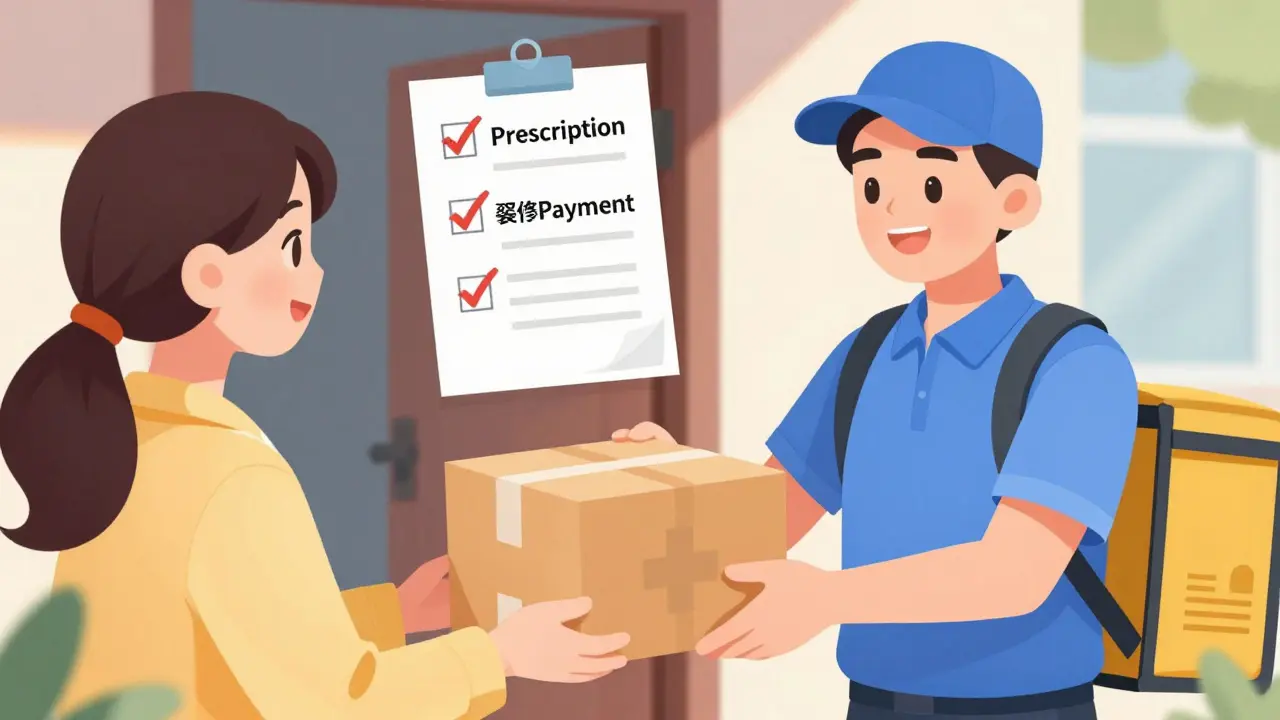 Illustration of safe medicine delivery from verified pharmacy