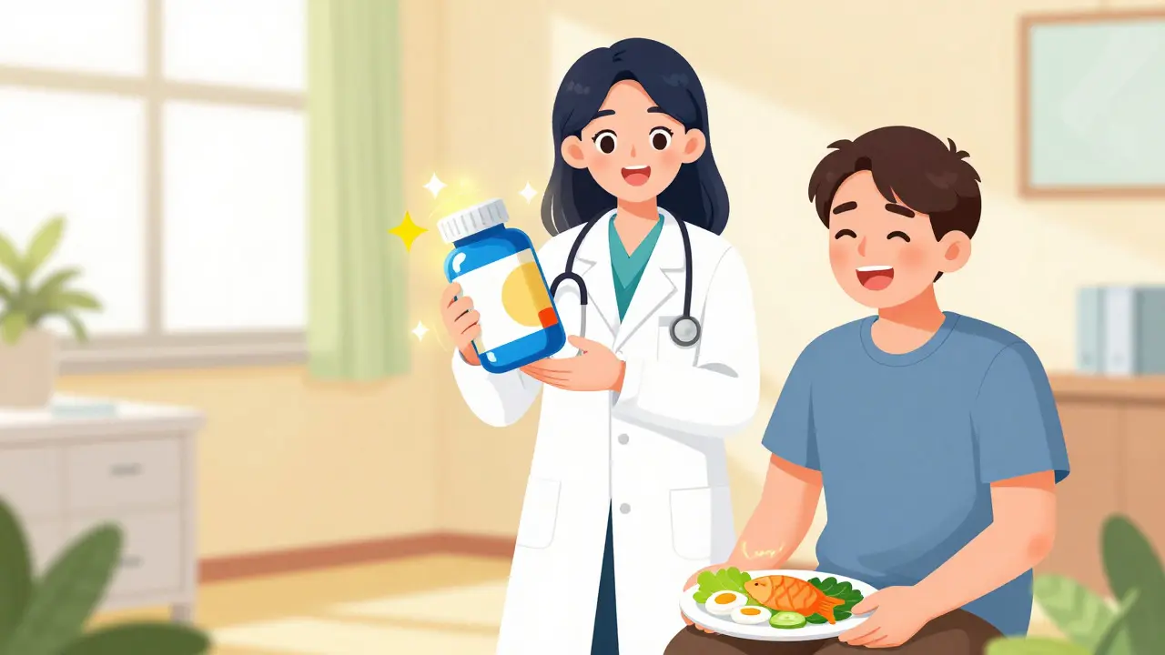 Doctor and patient discussing supplements and healthy diet